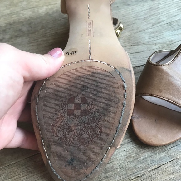 Vince Camuto open toe brown/gold Melba heels 8.5 - Picture 5 of 7